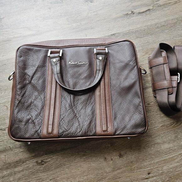 Robert Graham Leather Brown Two Tone Laptop Messenger Bag